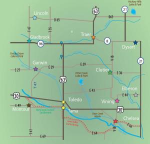 Tama County map with state highways